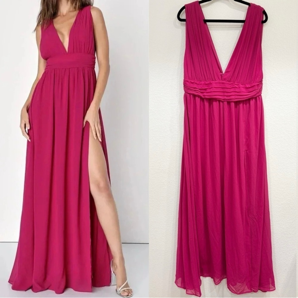 NWOT Lulus Heavenly Hues Magenta Maxi‎ Dress